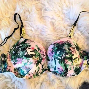 Victoria's Secret  Very Sexy Push Up Floral Chain Strap Bra - 34D BNWOT